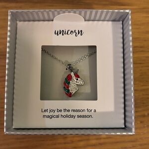 Kohl's Crystal Collective silver plated unicorn pendant necklace NWT